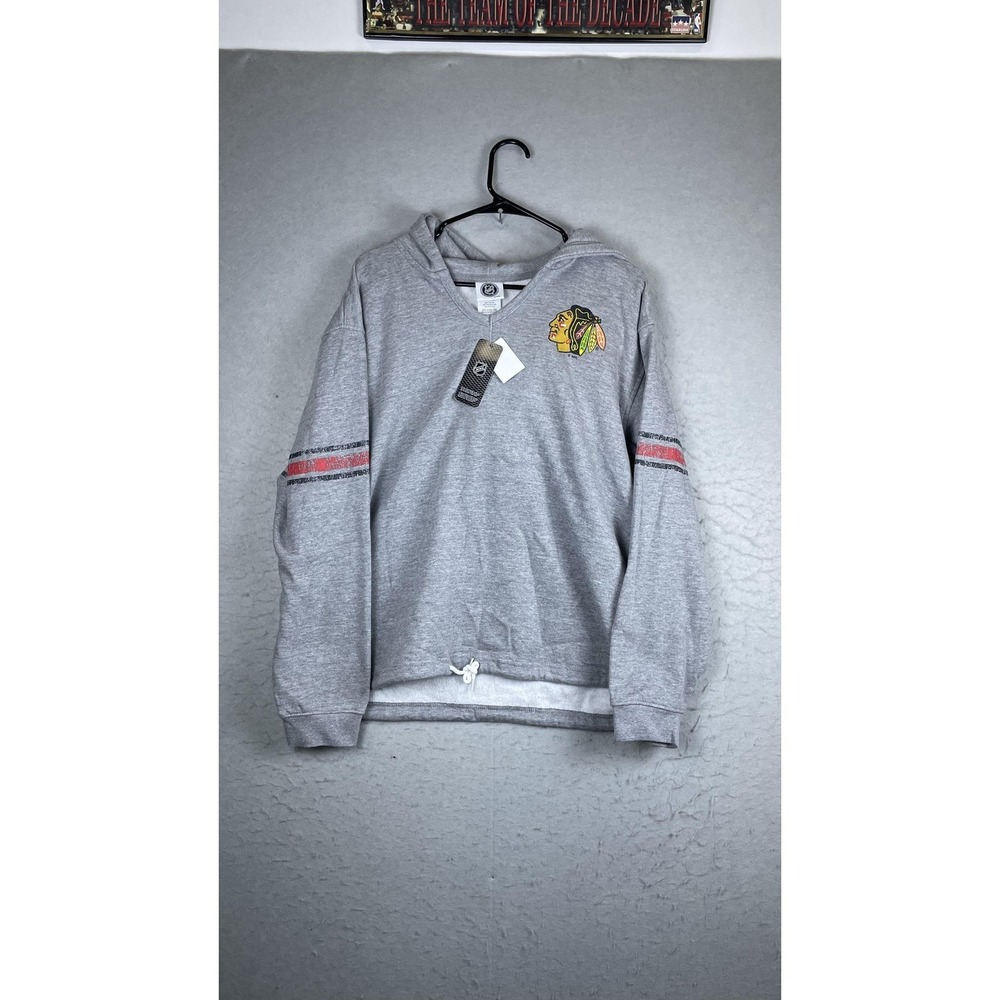 Chicago Blackhawks Hoodie Girls XL Gray NHL Hockey Pullover Fleece‎ Sweatshirt